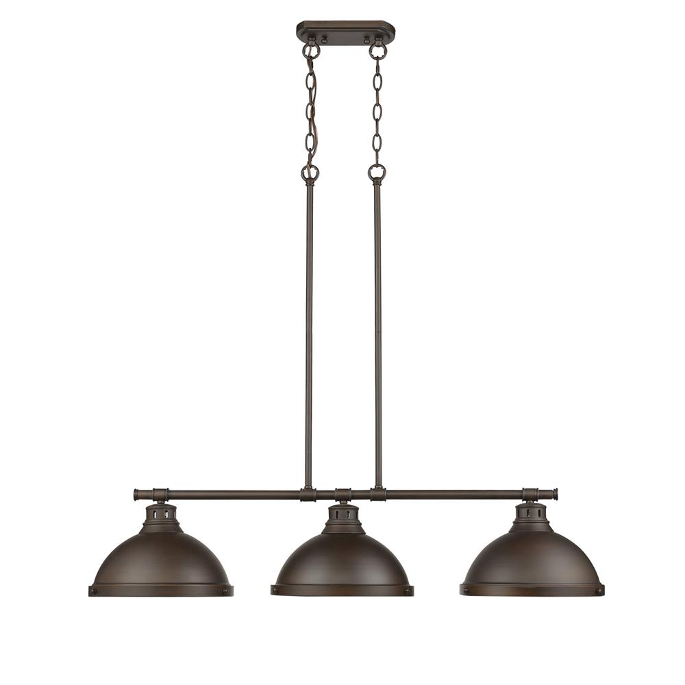 Golden Lighting 3602-3LP RBZ-RBZ Duncan 3 Light Linear Pendant in Rubbed Bronze with Rubbed Bronze Shade